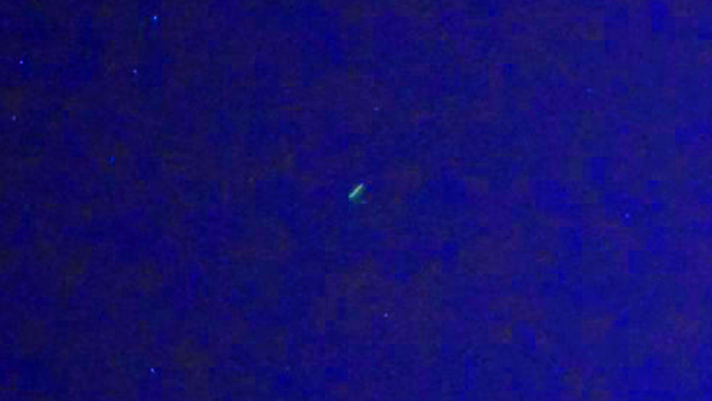 6-15-2013 Green UFO returns, night 3 of 3 nights in a row (enhanced)